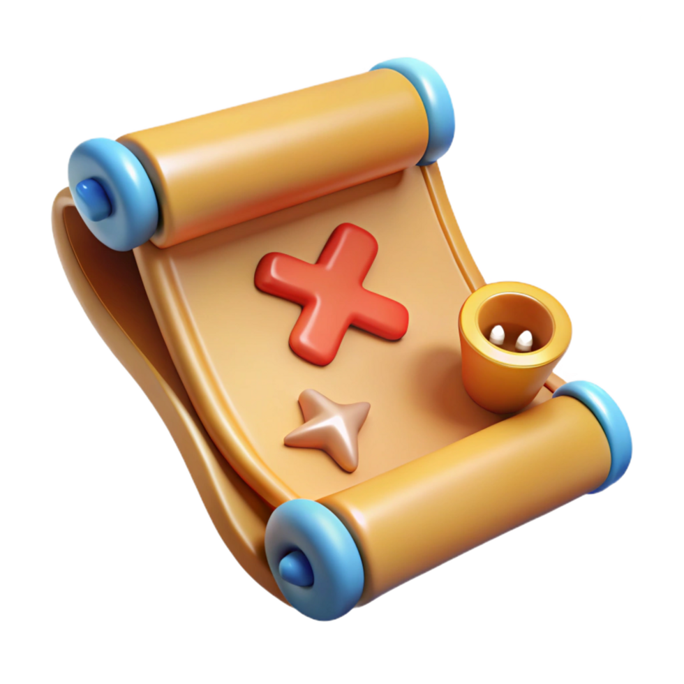 dramatic abstract A single, treasure map, marked with an X, exclusive png