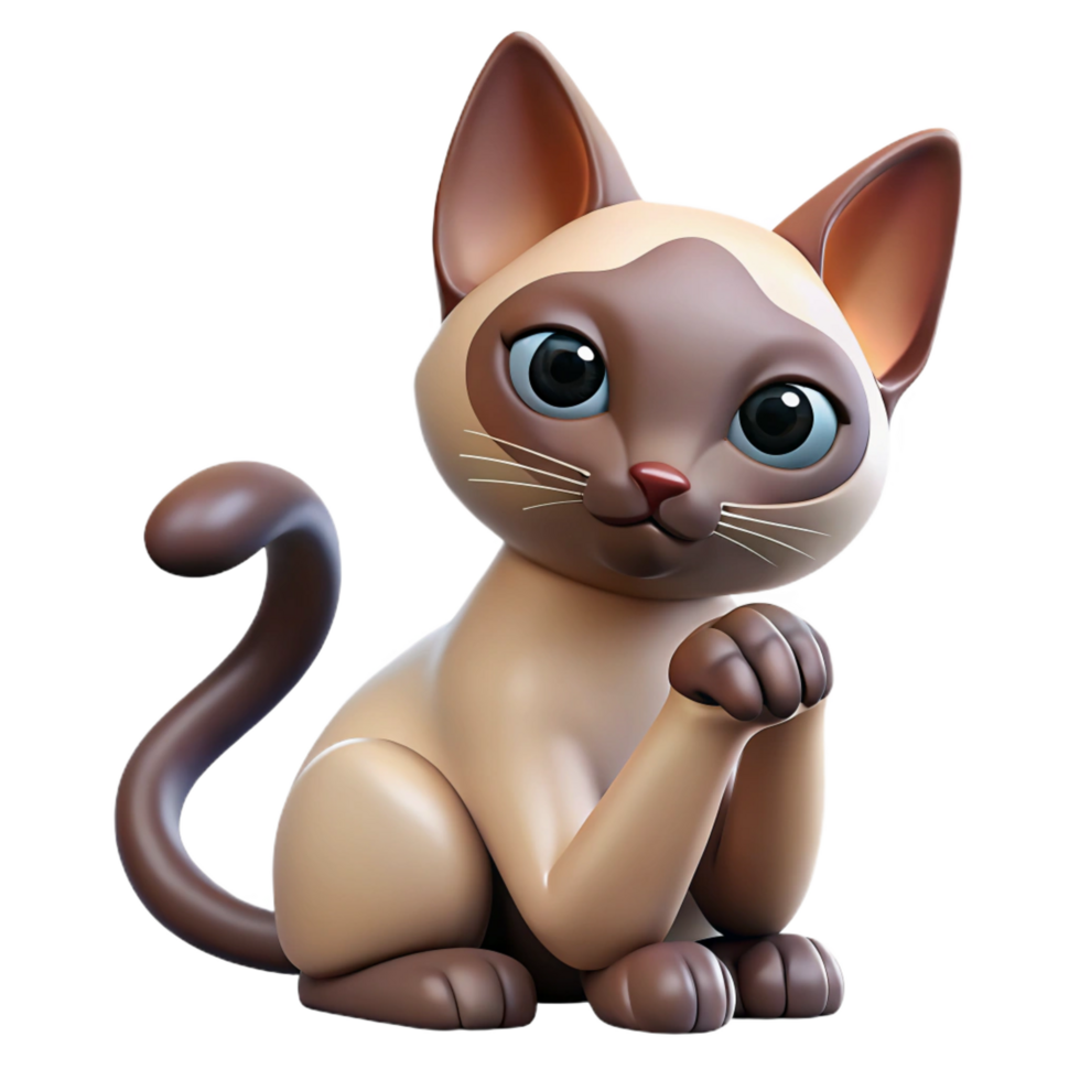 impressive contemporary A sleek Siamese cat, grooming its paw high resolution png