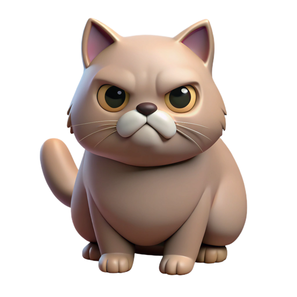 elegant minimalist A grumpy Persian cat, with a flat face authentic png