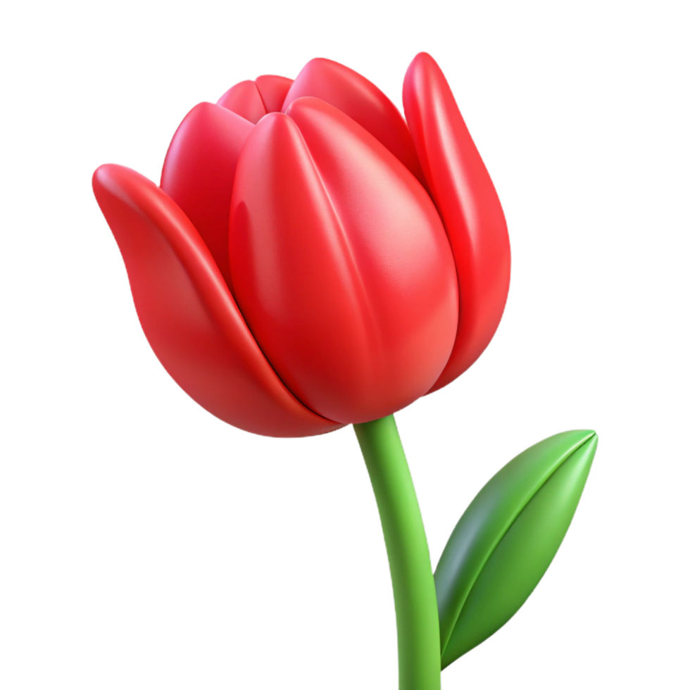 beautiful minimalist Tulip flower, red exclusive png