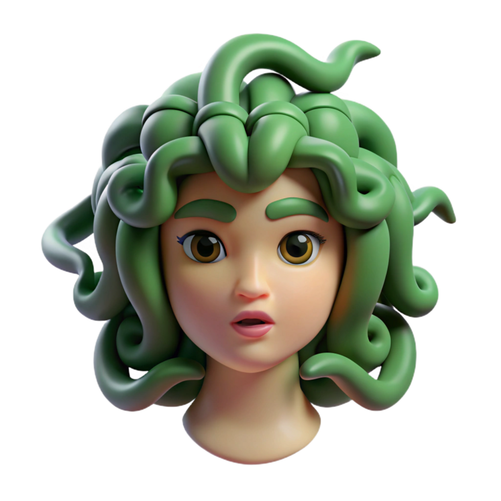 beautiful rustic Medusa, Gorgon, snake hair, detailed png