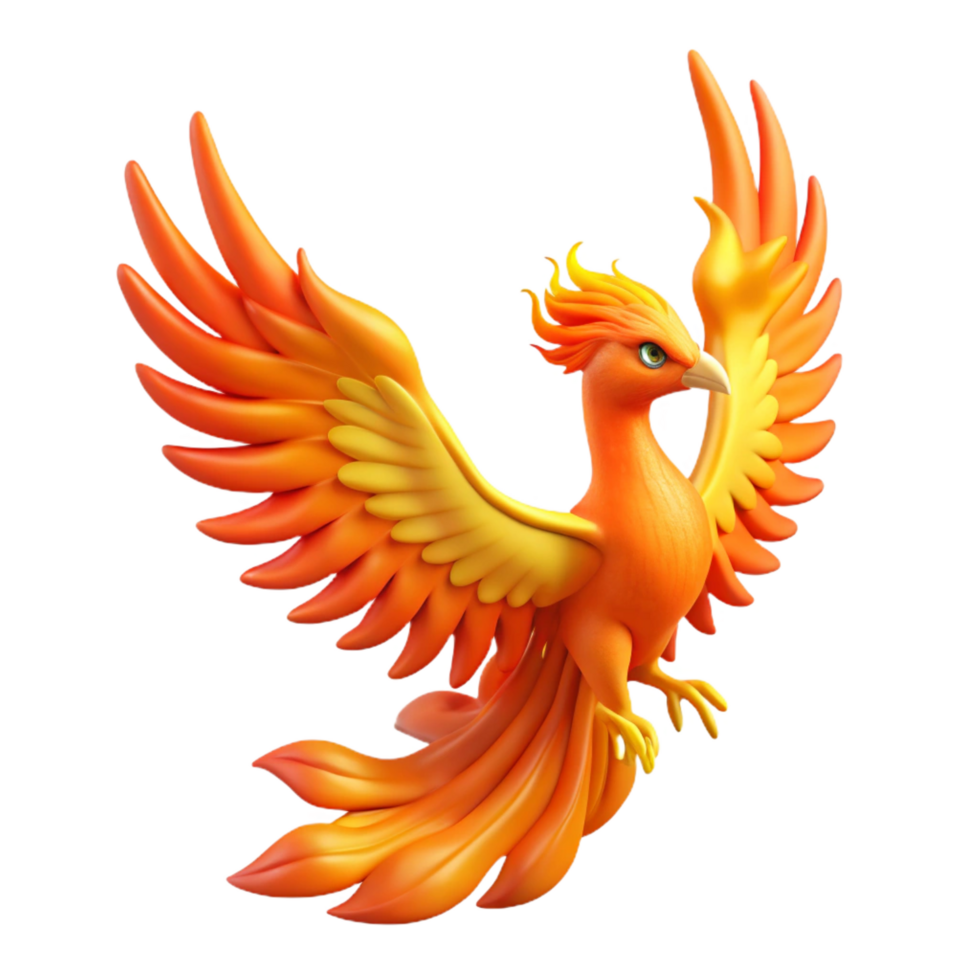 stunning traditional Phoenix, firebird, rising from ashes, professional png