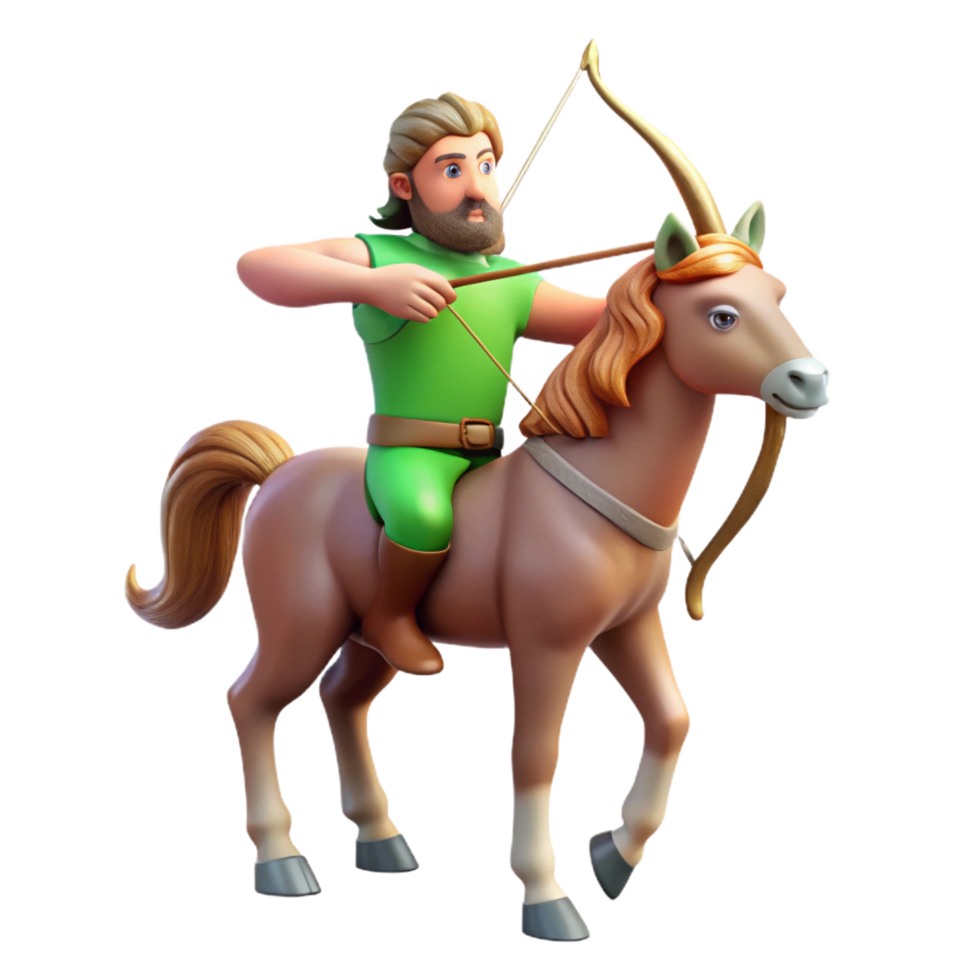 magnificent minimalist Centaur, half-human, half-horse, archer, high resolution png