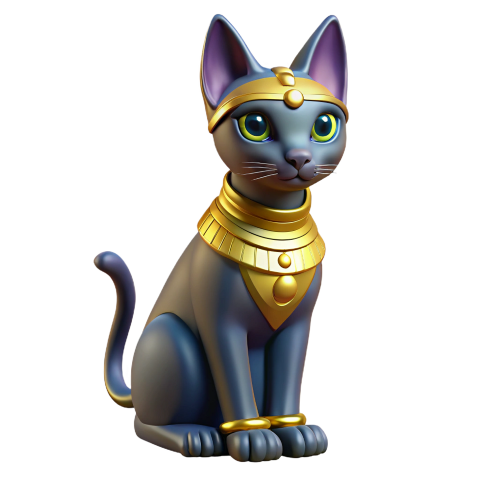 vibrant minimalist Bastet, cat goddess, Egyptian mythology, genuine png