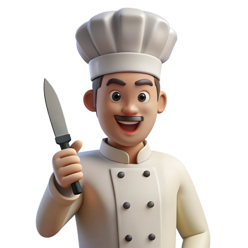 elegant creative Chef holding knife, culinary portrait, 4K png