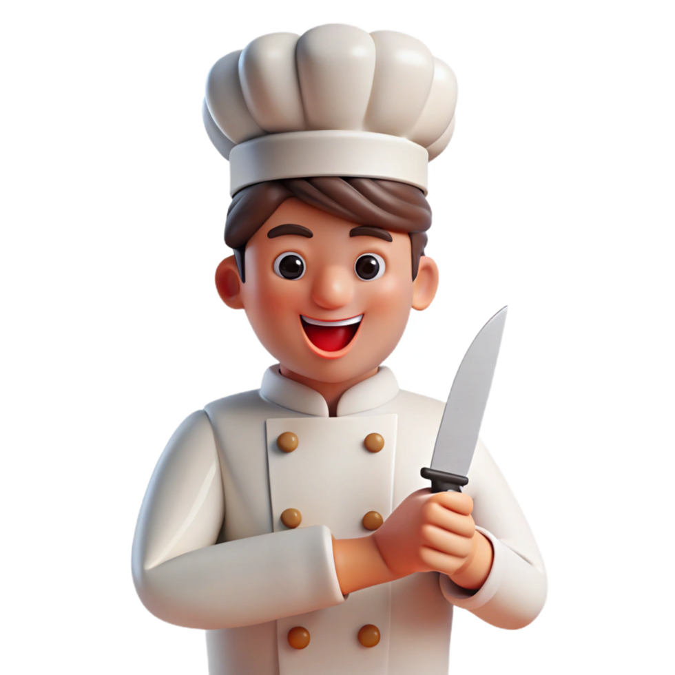 dramatic minimalist Chef holding knife, culinary portrait, premium png