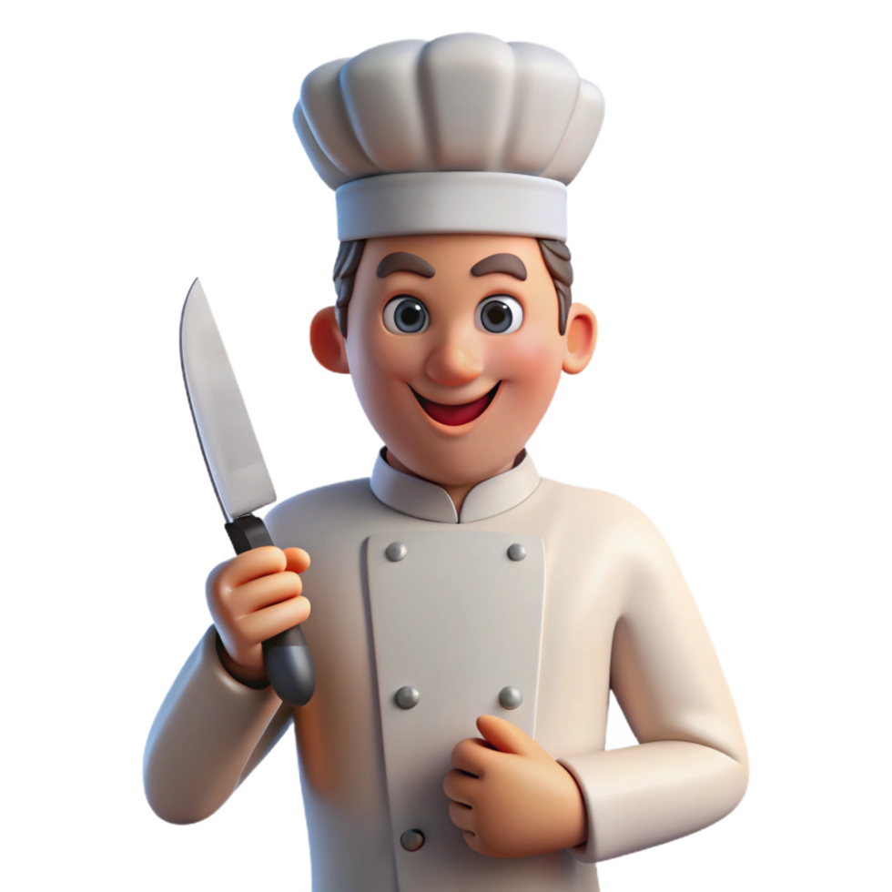 extraordinary abstract Chef holding knife, culinary portrait, high quality png