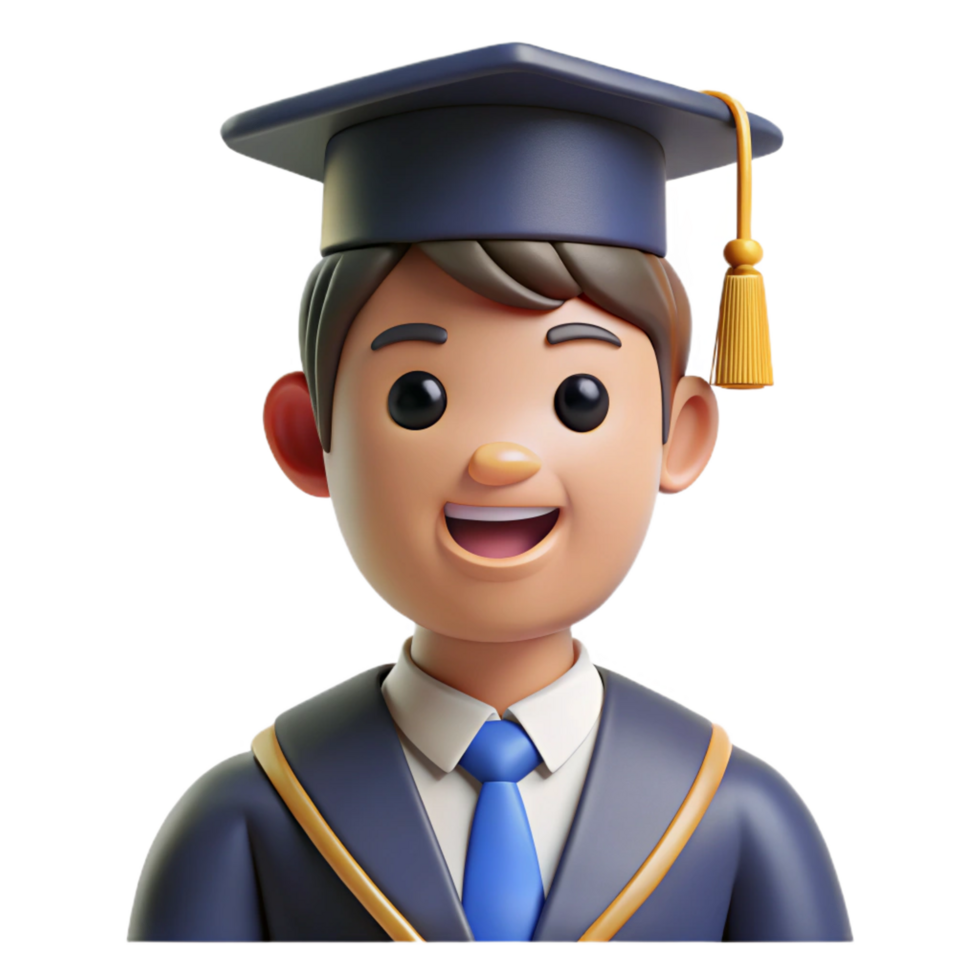 serene classic Graduate in cap and gown, graduation portrait, authentic png