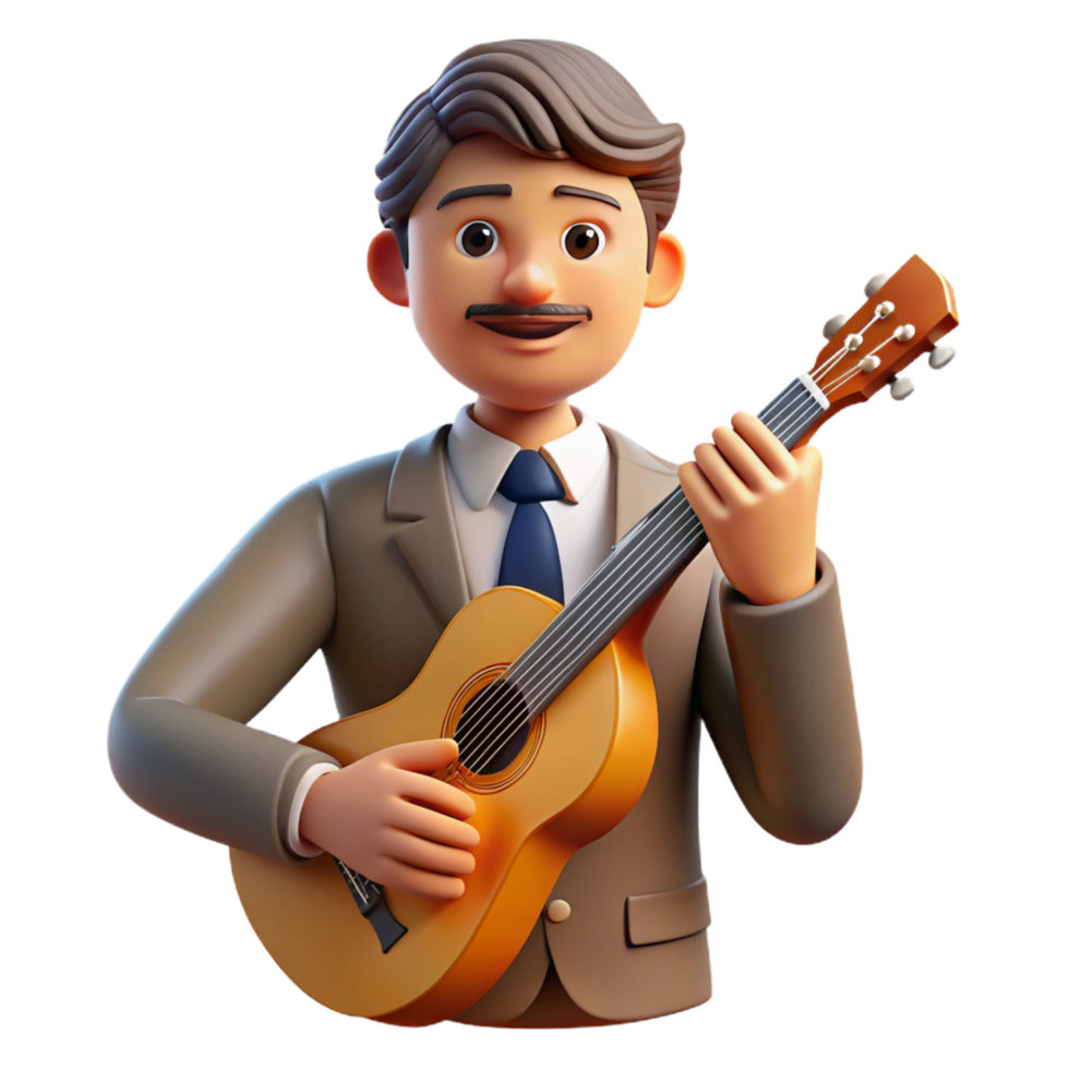serene classic Musician with guitar, musical portrait, high resolution png