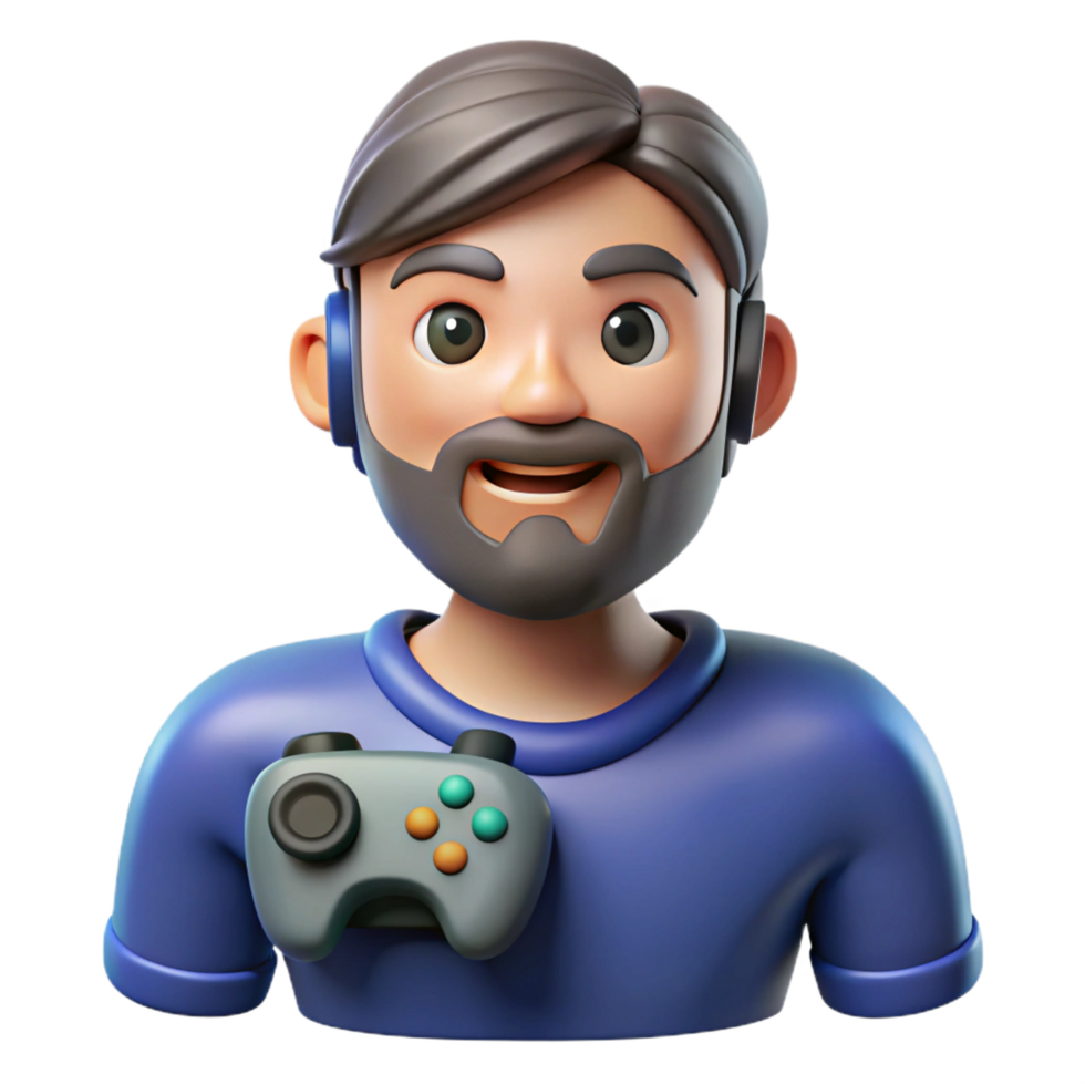 magnificent traditional Gamer with controller, gaming portrait, 4K png