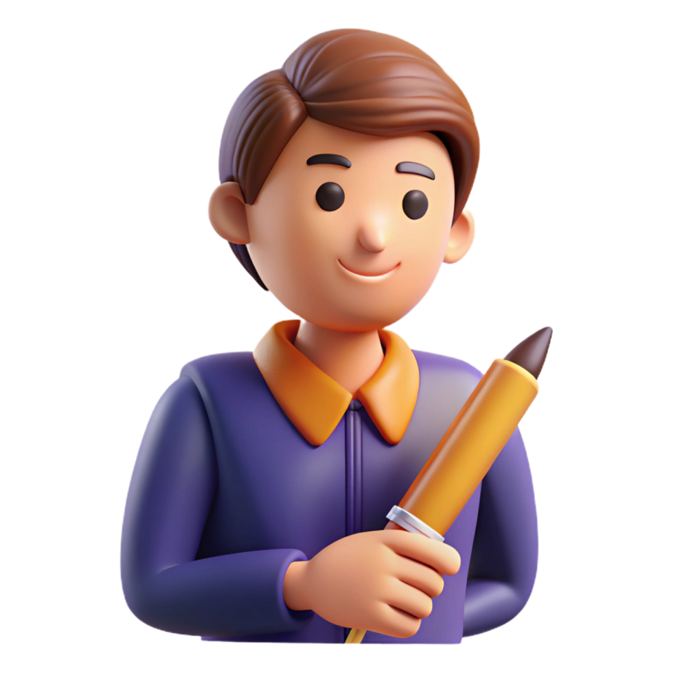impressive contemporary Writer with pen, writing portrait, professional png