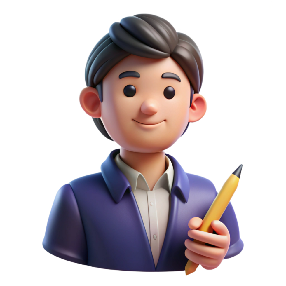 vibrant abstract Writer with pen, writing portrait, original png