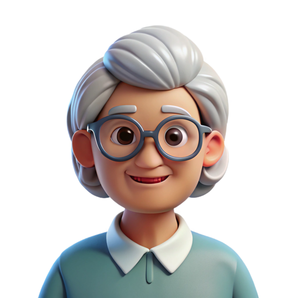 impressive artistic Elderly woman with glasses, senior portrait, exclusive png