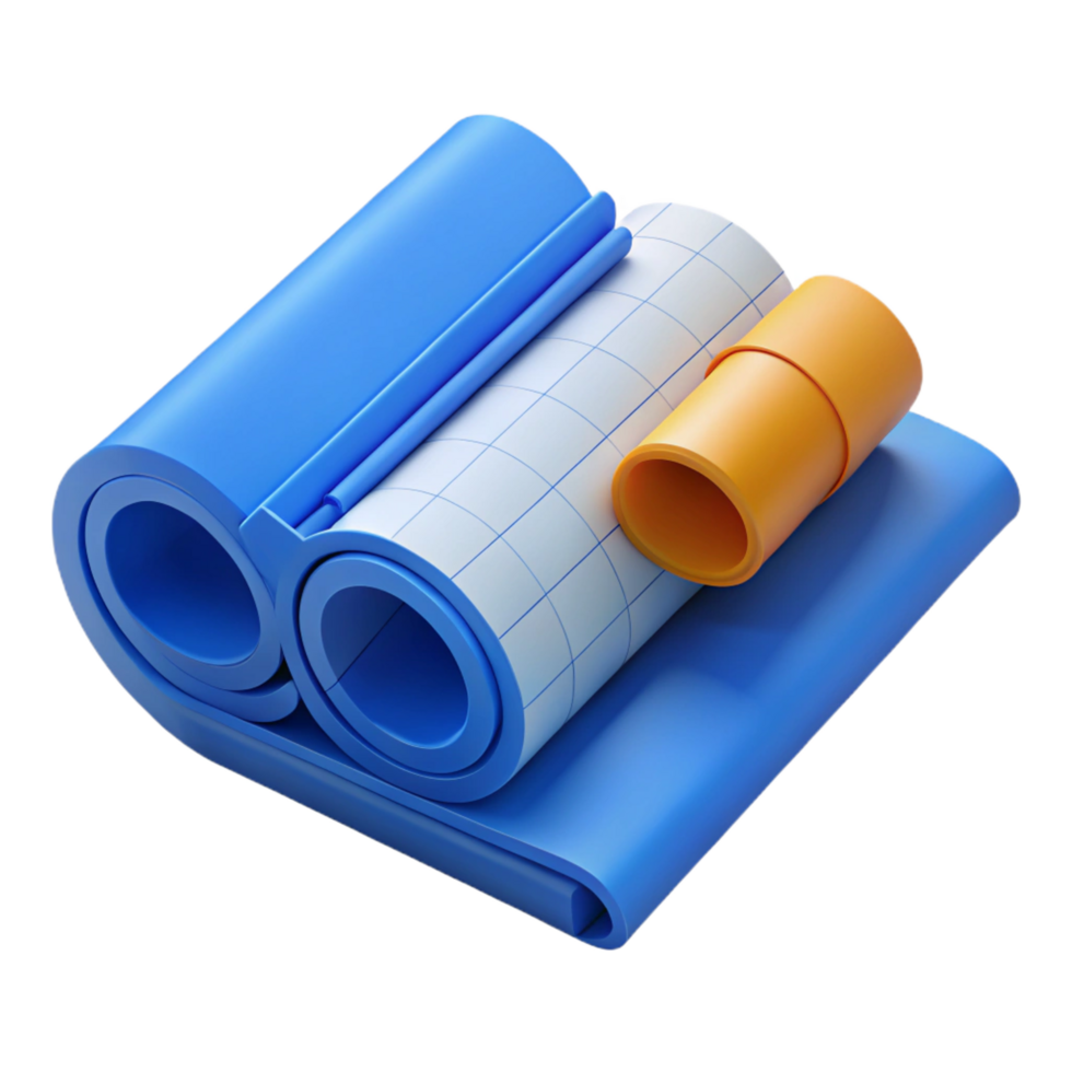 dramatic abstract Blueprints, rolled up, architectural plans, high quality png