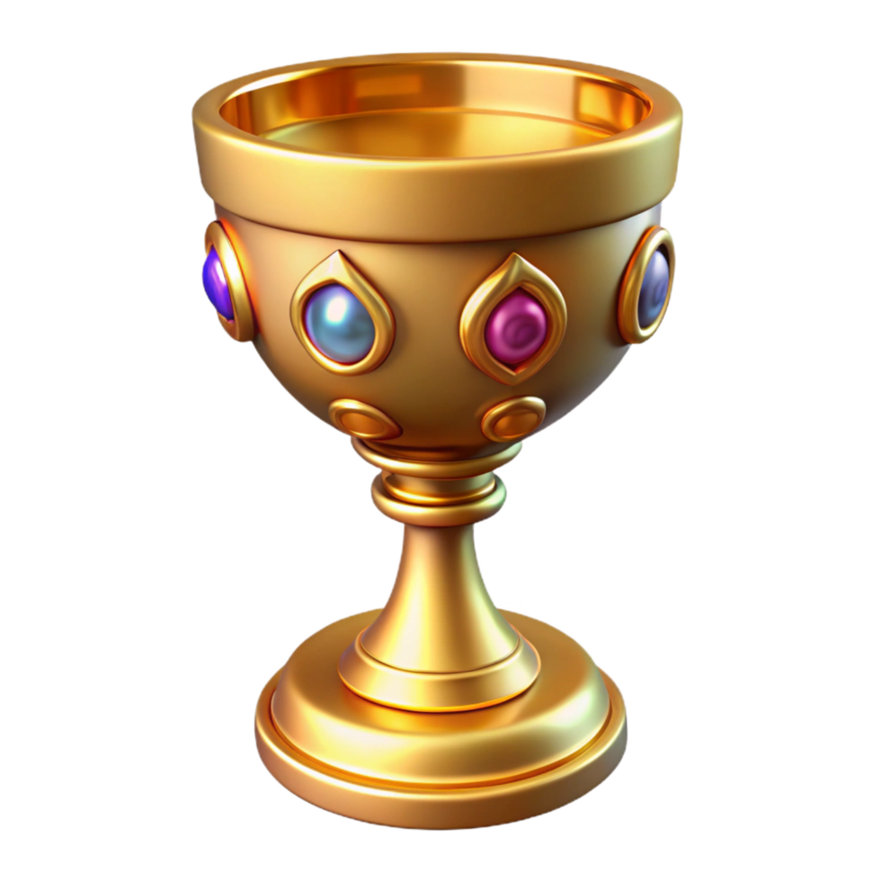 dramatic contemporary A golden chalice adorned with jewels, 4K png