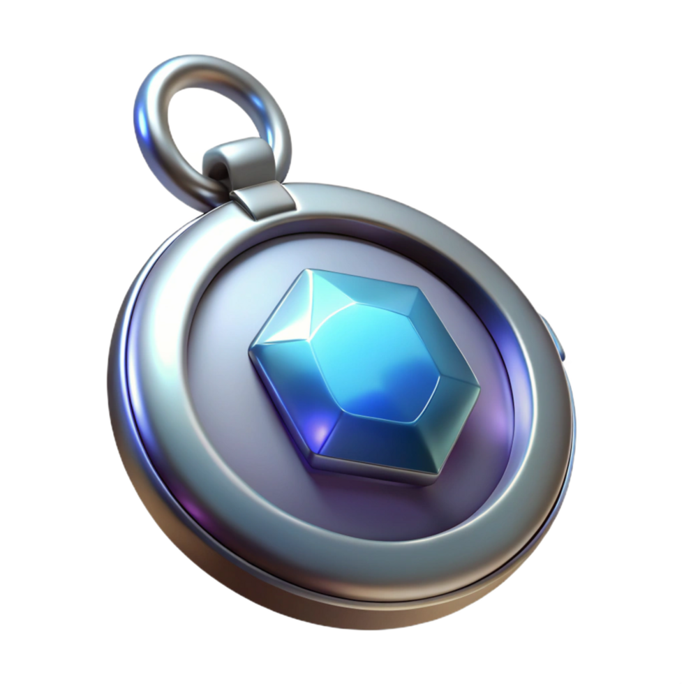 stunning minimalist A silver locket with a glowing gemstone, high quality png