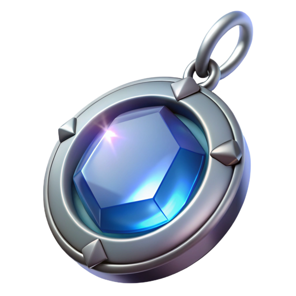 extraordinary modern A silver locket with a glowing gemstone, genuine png