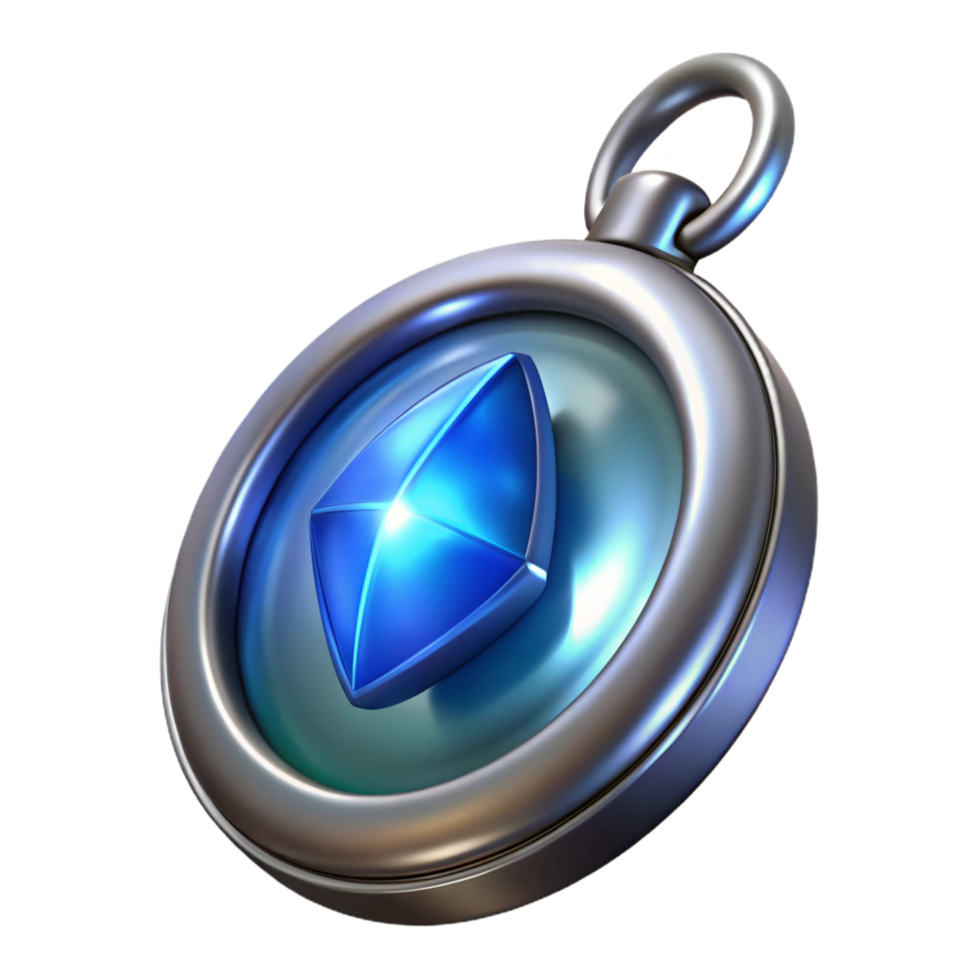 beautiful classic A silver locket with a glowing gemstone, high resolution png