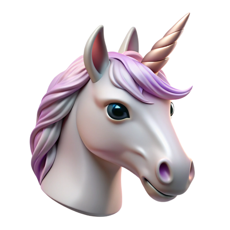 wonderful creative A realistic rendering of a unicorn head, premium png