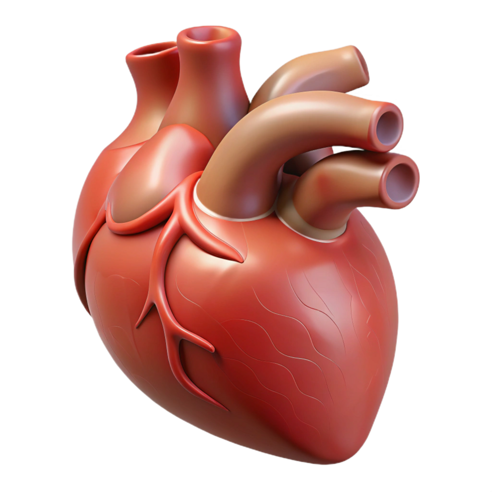 dramatic classic A detailed, realistic human heart, high resolution png