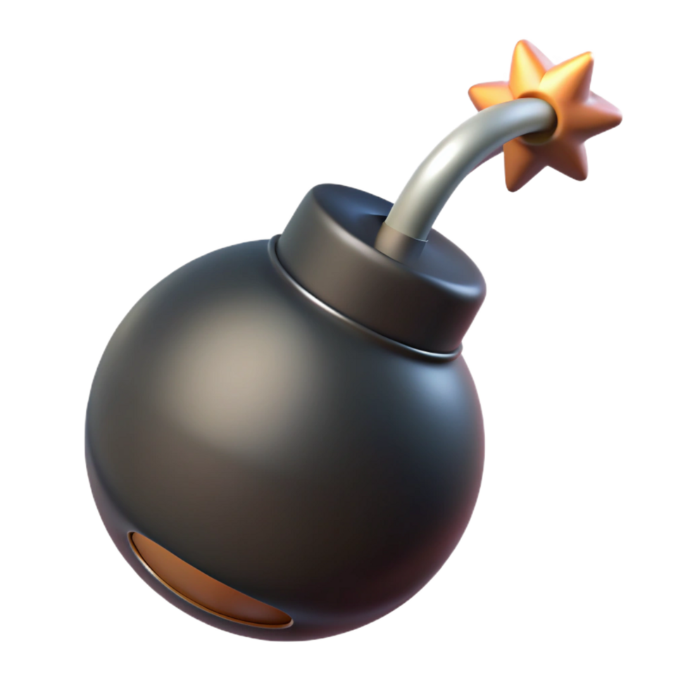 vibrant minimalist A cartoon-style bomb with a lit fuse, high resolution png