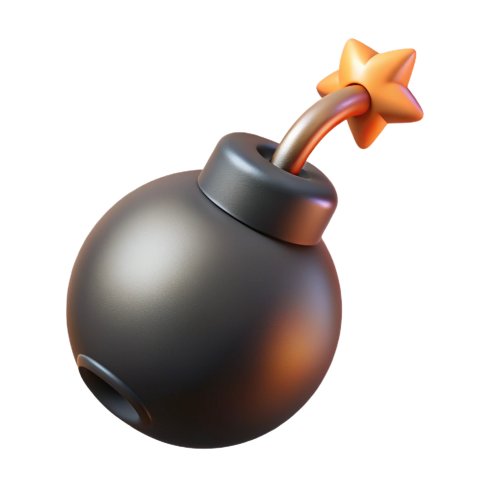beautiful modern A cartoon-style bomb with a lit fuse, exclusive png