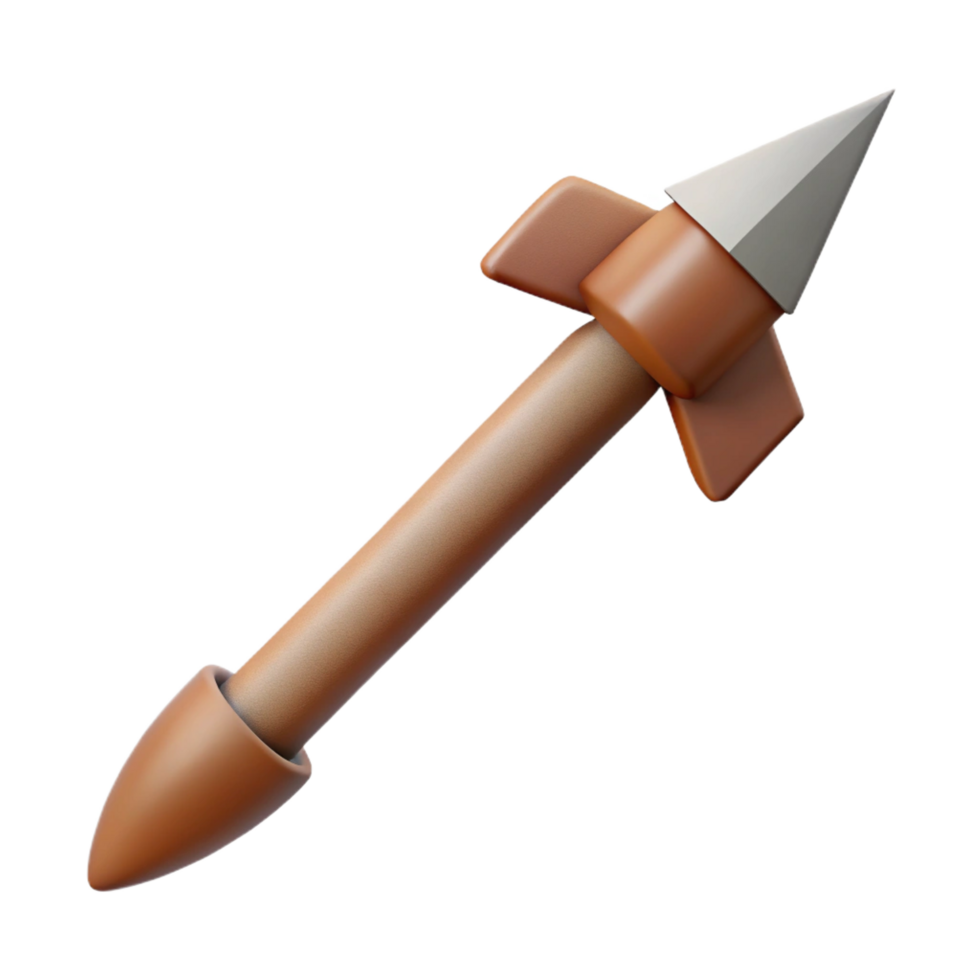 beautiful artistic A simple, wooden arrow with a metal tip, detailed png