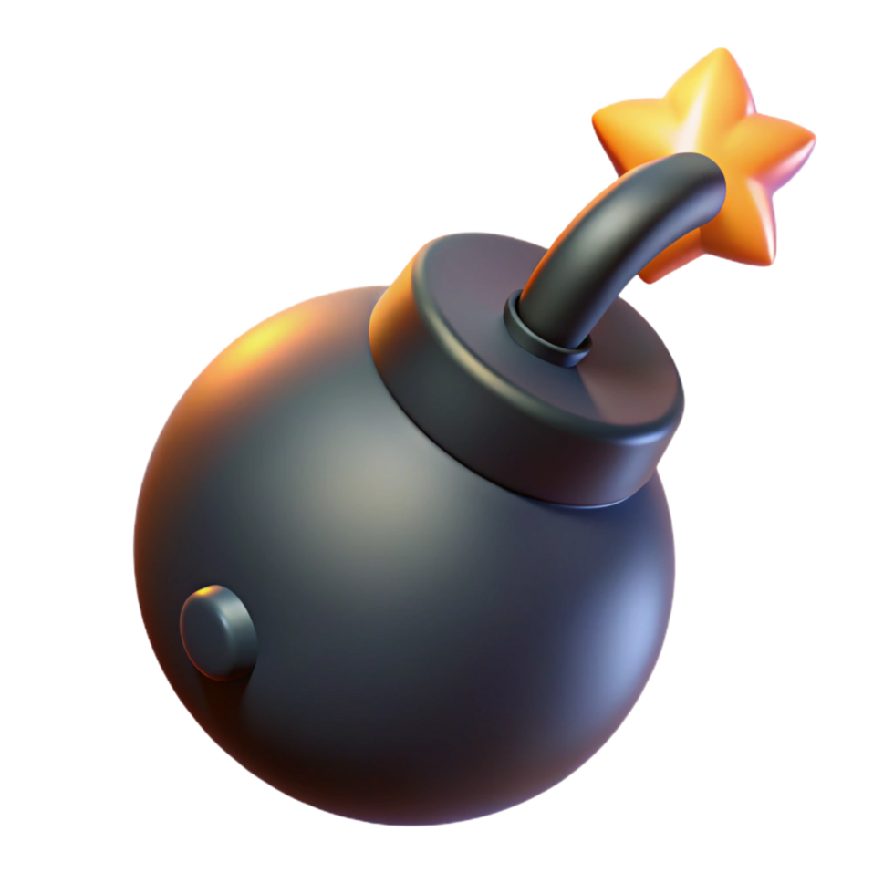 serene classic A cartoon-style bomb with a lit fuse, professional png