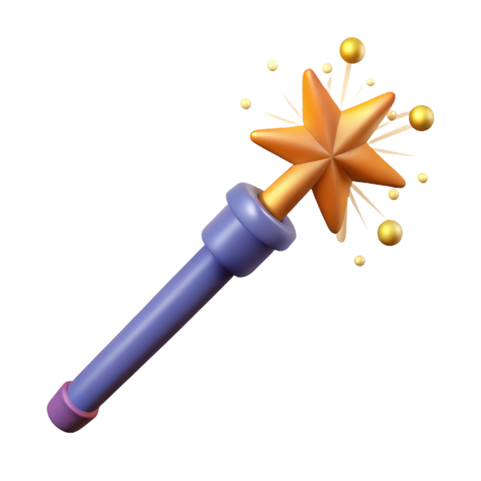 wonderful vintage A cartoon-style magic wand with sparks, premium png
