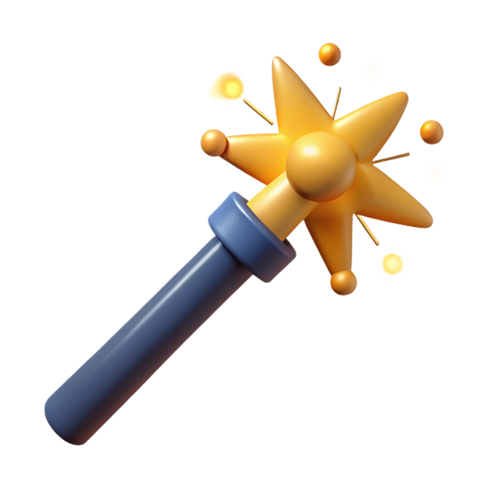 beautiful vintage A cartoon-style magic wand with sparks, original png