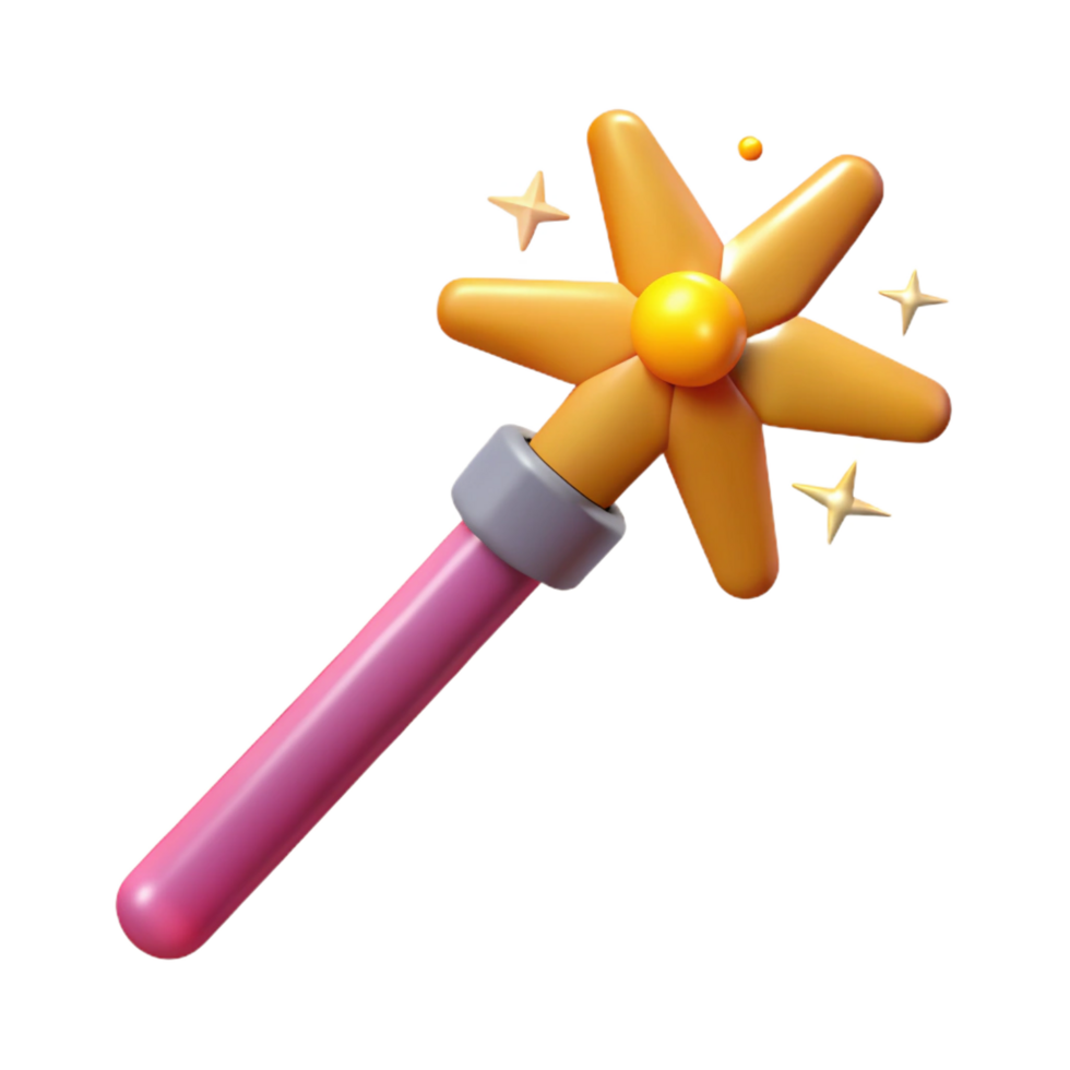 vibrant artistic A cartoon-style magic wand with sparks, exclusive png