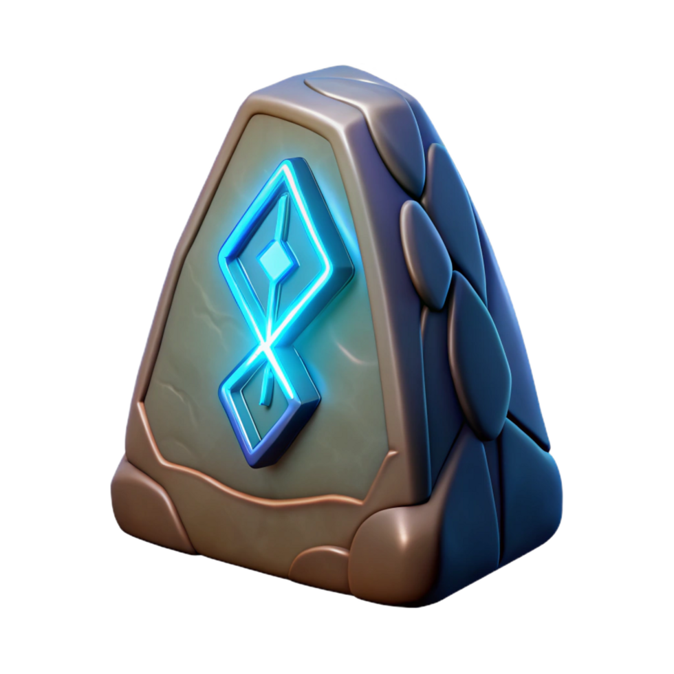 stunning contemporary A stylized, glowing runestone with ancient symbols, professional png