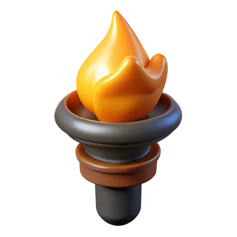 serene contemporary A stylized, burning torch with dripping wax, authentic png