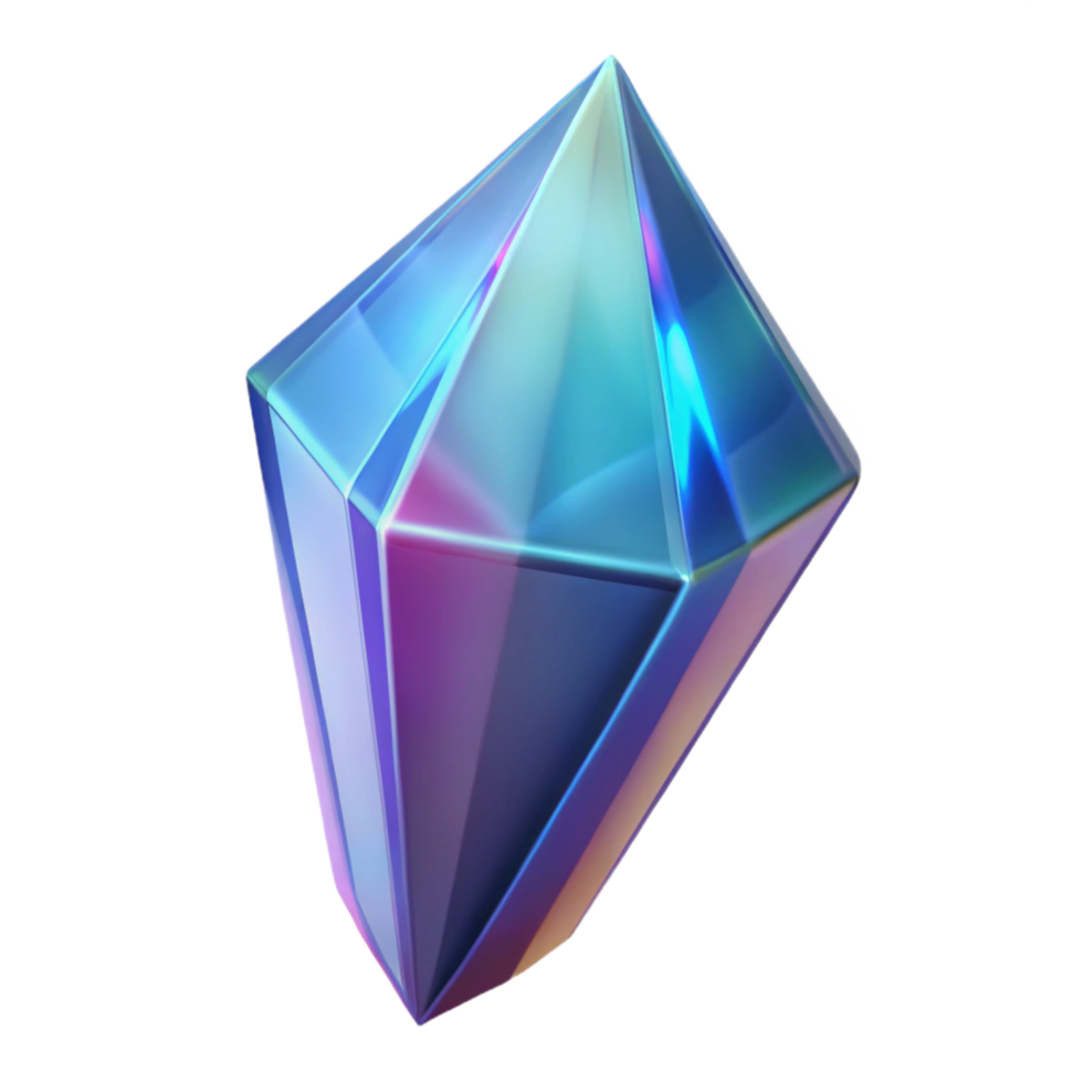dramatic artistic A stylized, glowing crystal shard with sharp edges, premium png