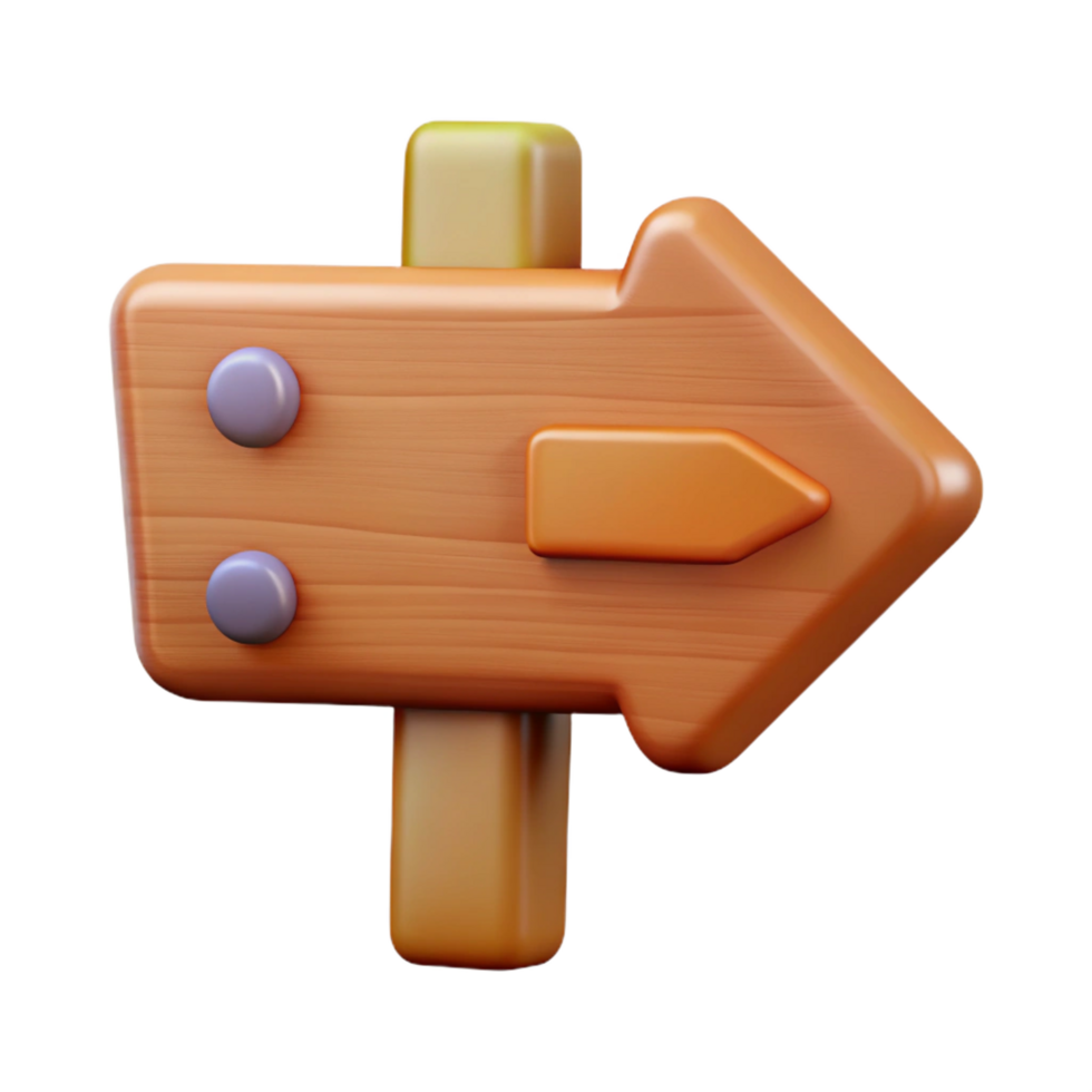 serene artistic A cartoon-style wooden sign with an arrow pointing right, professional png