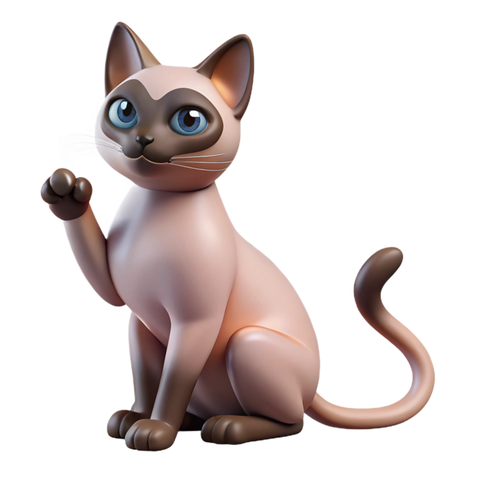 vibrant modern A sleek Siamese cat, grooming its paw genuine png