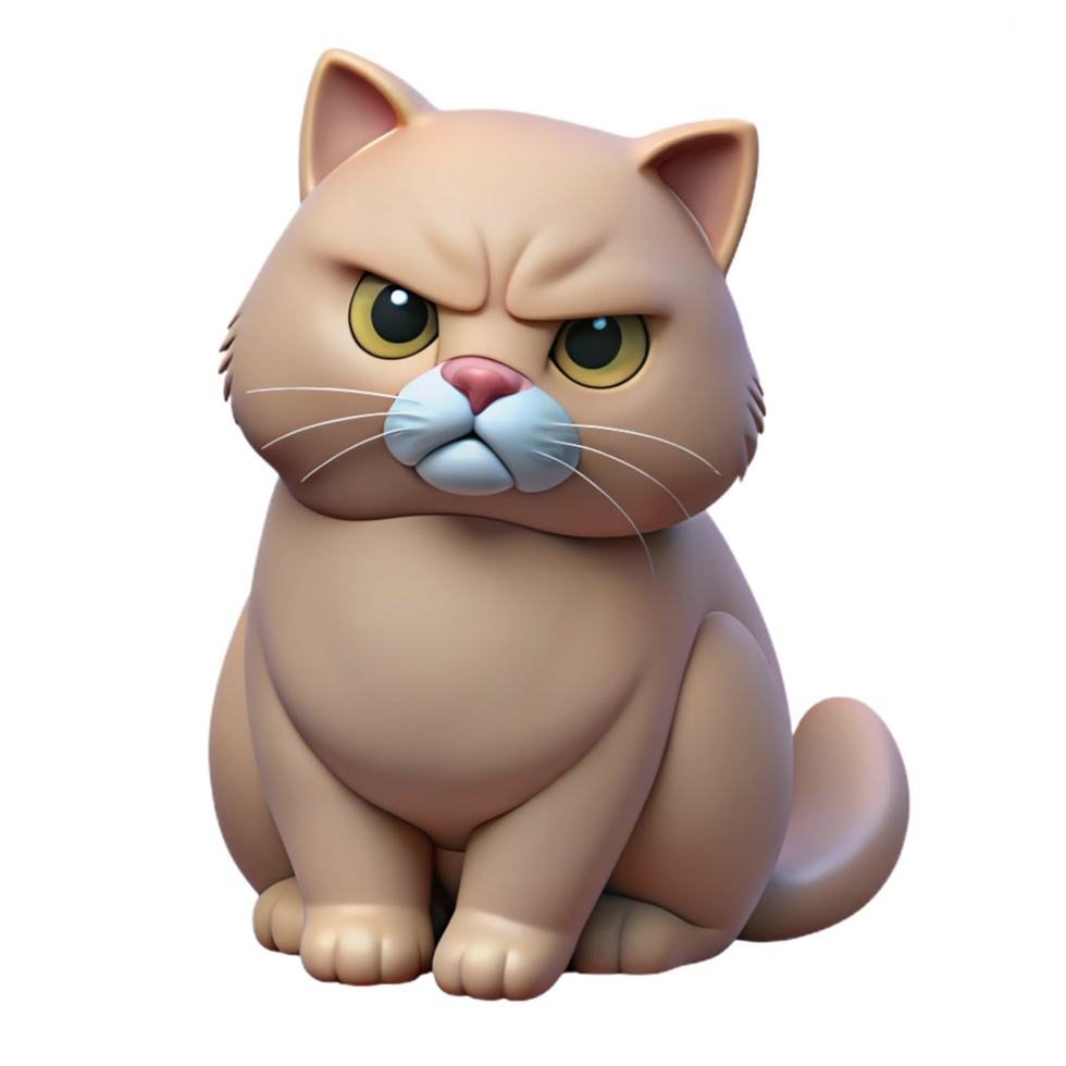 stunning modern A grumpy Persian cat, sitting, with a furrowed brow premium png