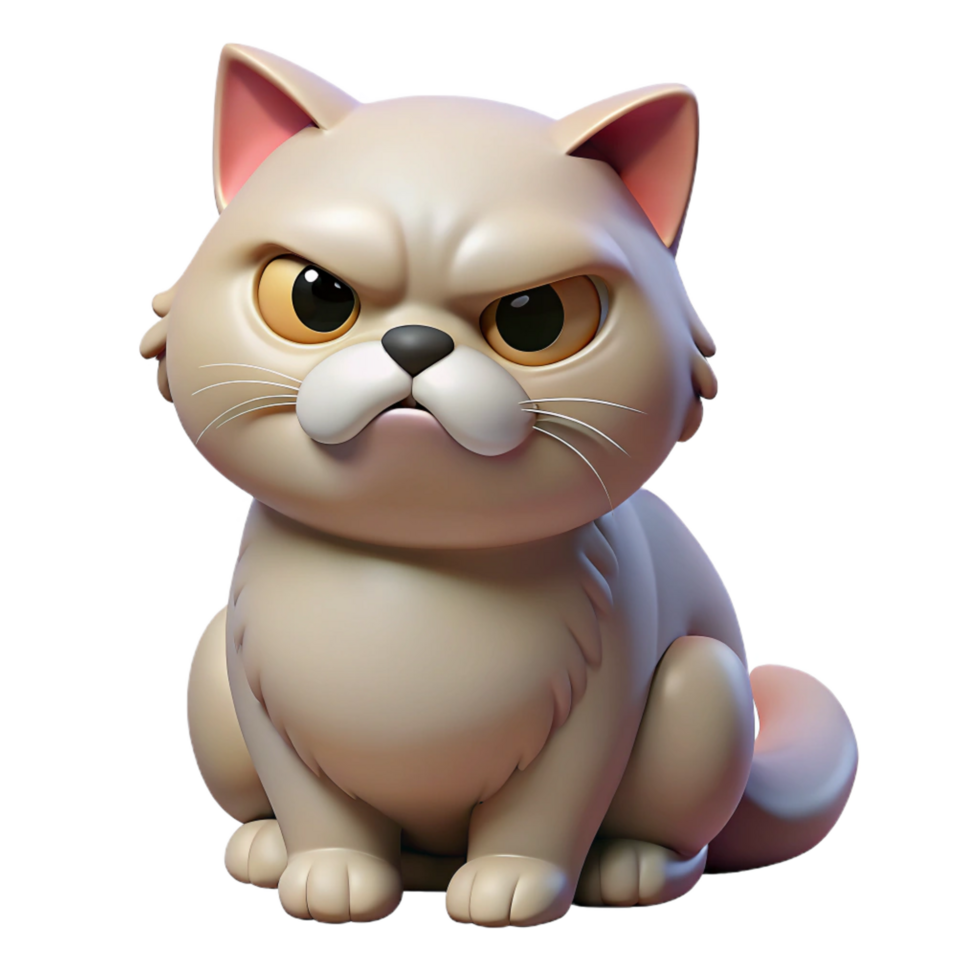 wonderful rustic A grumpy Persian cat, sitting, with a furrowed brow original png