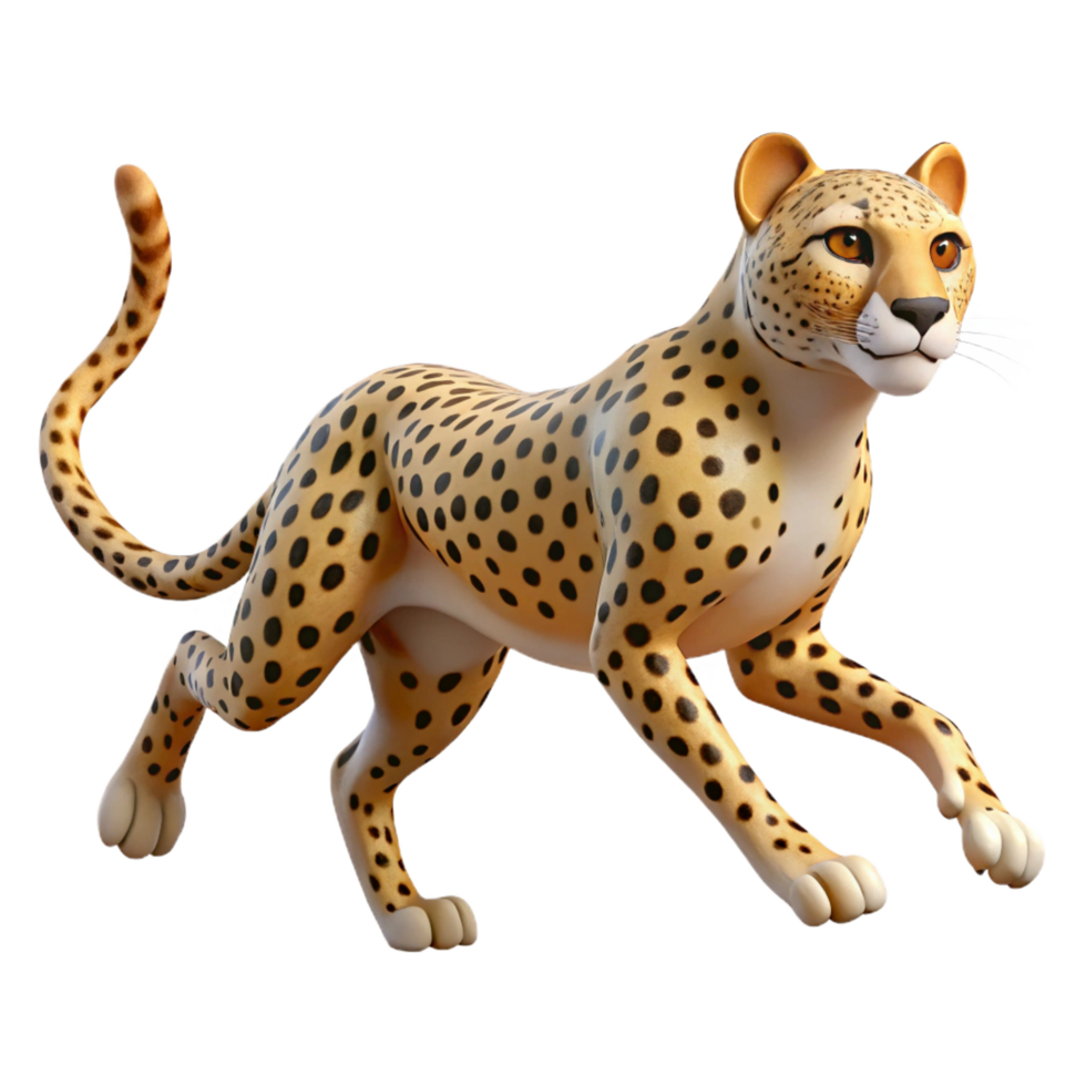 beautiful vintage A spotted cheetah, running high resolution png
