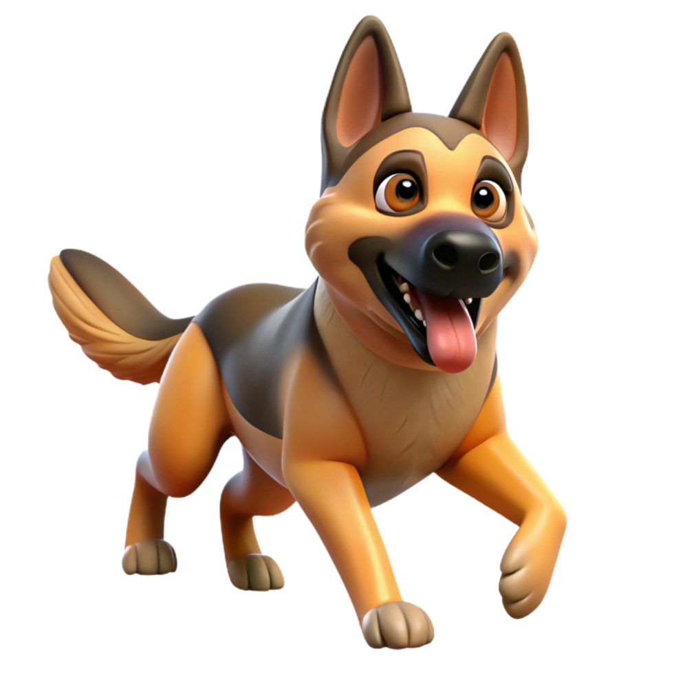 extraordinary minimalist A playful German Shepherd dog, running authentic png