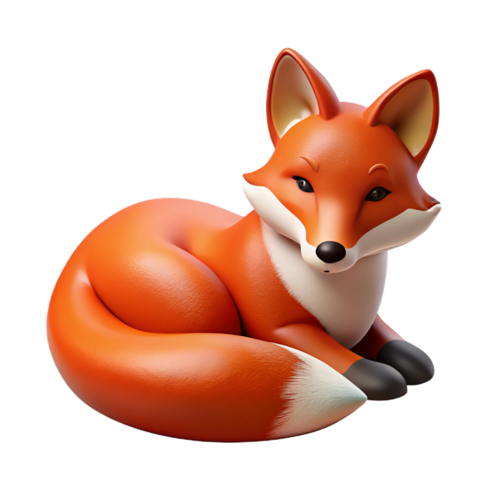 beautiful vintage A resting red fox 4K png