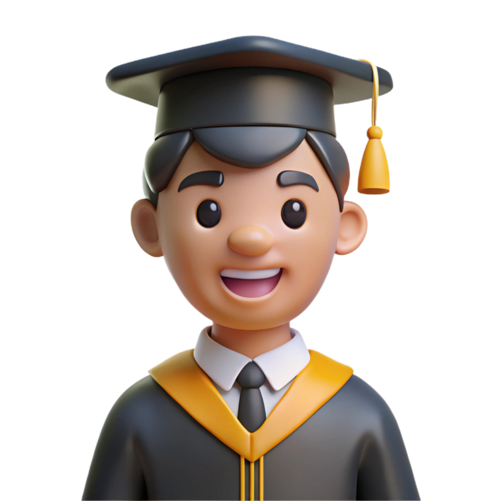 serene traditional Graduate in a cap and gown, exclusive png