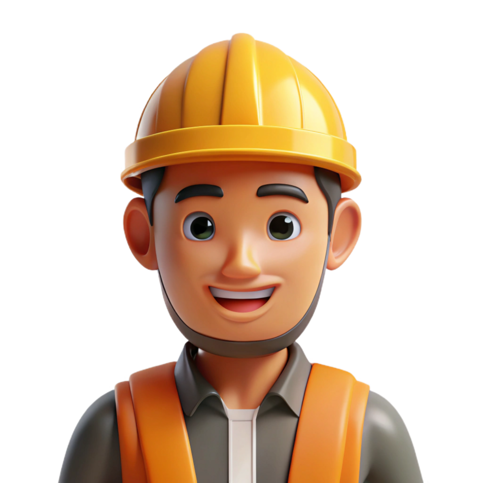 impressive creative Construction worker wearing a hard hat, genuine png
