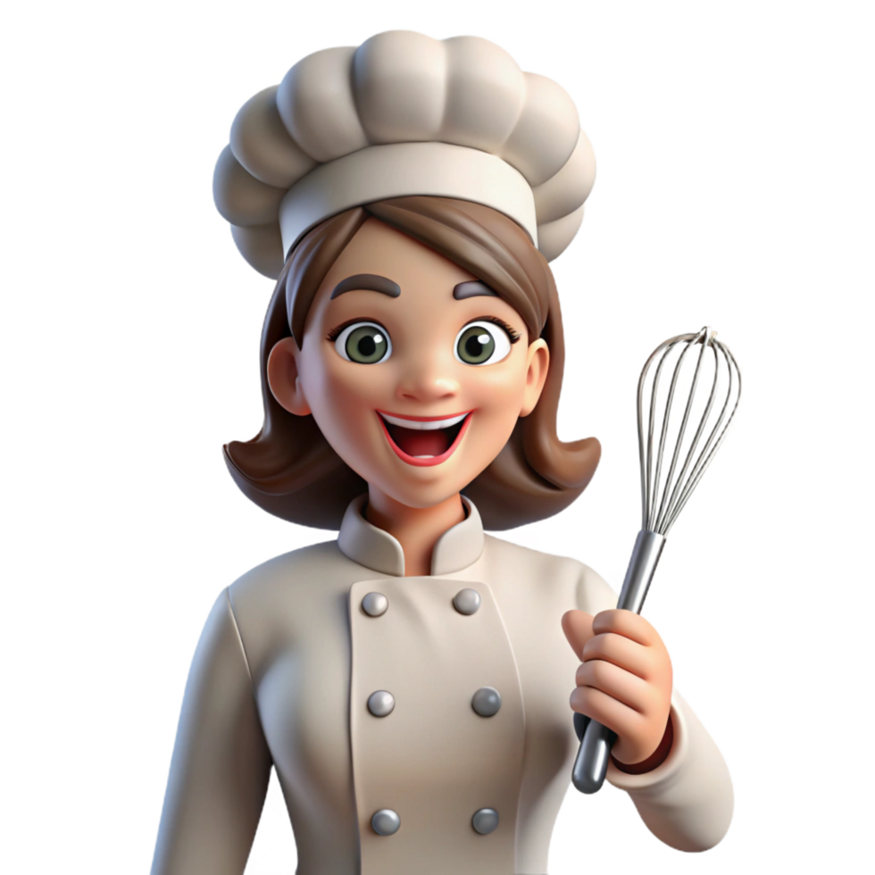 vibrant artistic Smiling female chef holding a whisk, original png