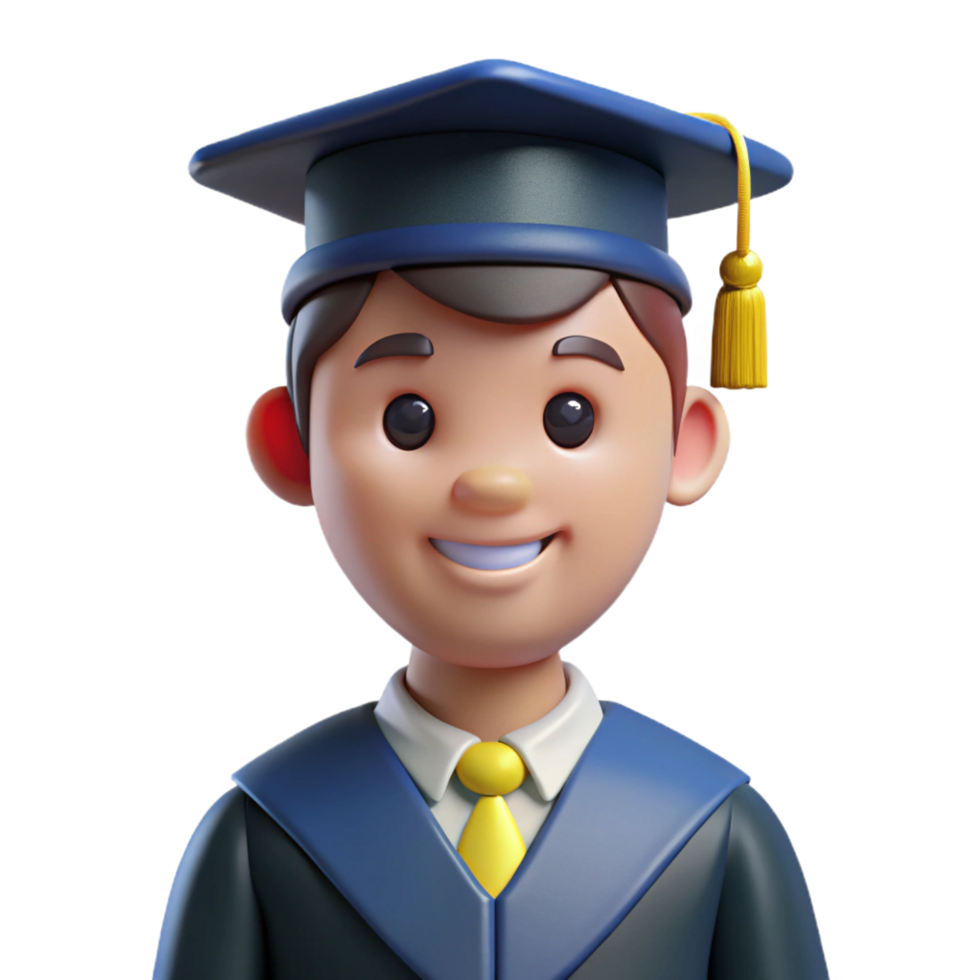 elegant contemporary Graduate in a cap and gown, original png