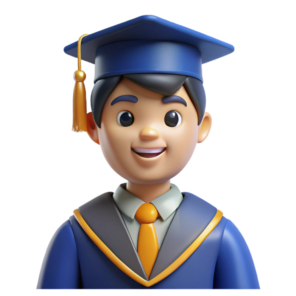 vibrant minimalist Graduate in a cap and gown, authentic png