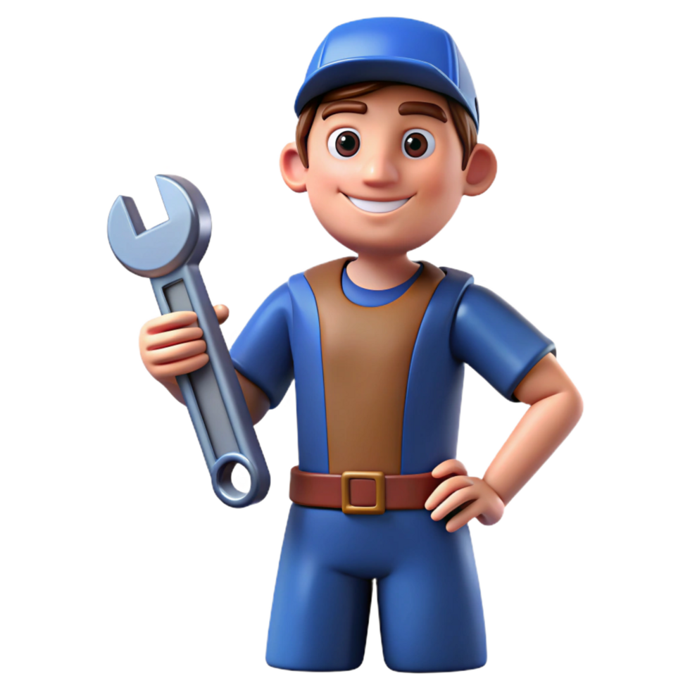 magnificent rustic Mechanic holding a wrench, original png