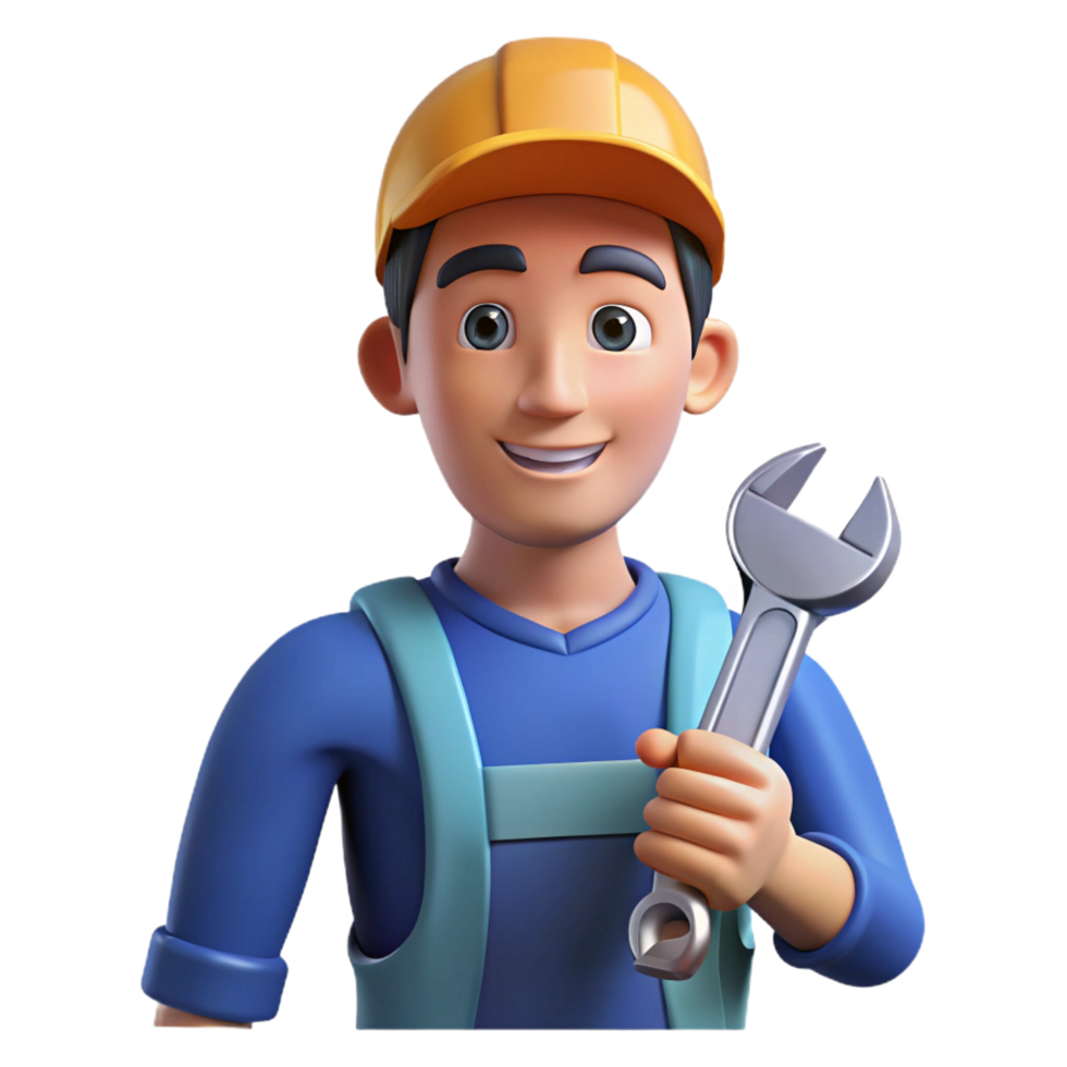 impressive creative Mechanic holding a wrench, 4K png