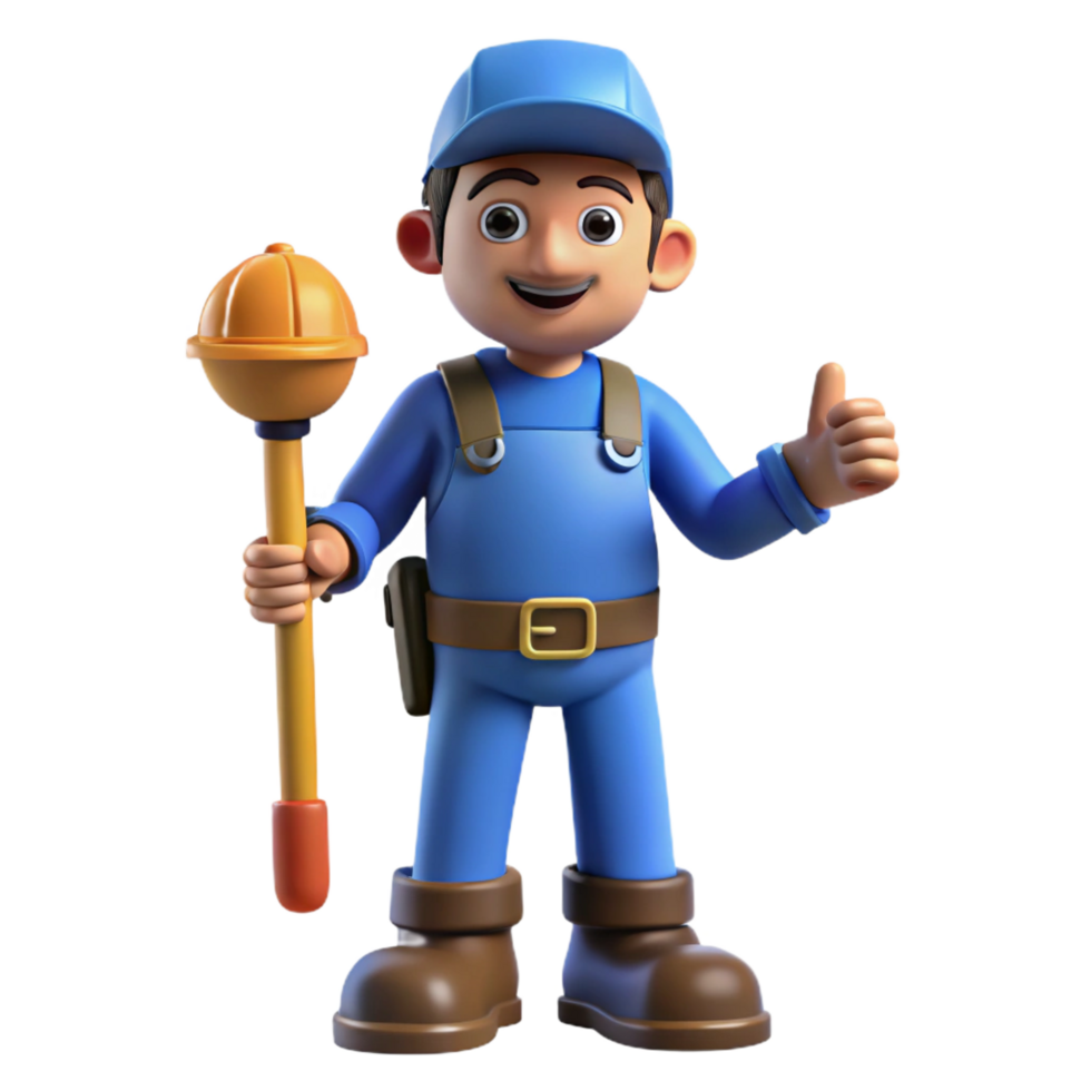 magnificent classic Plumber with a plunger, exclusive png
