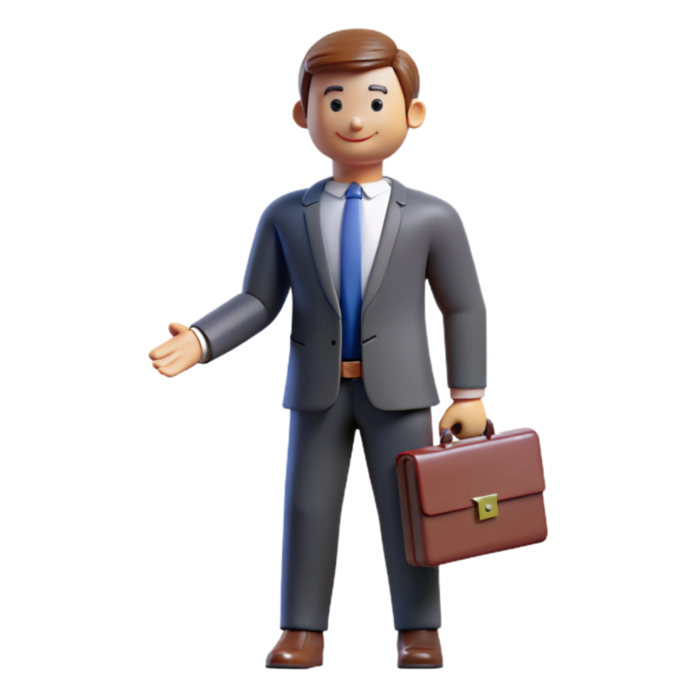 extraordinary artistic Lawyer in a suit holding a briefcase, authentic png